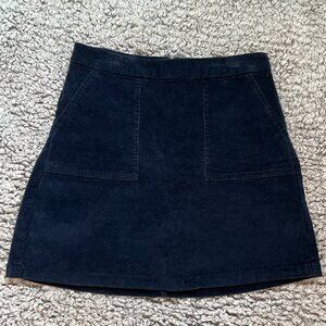 Mini Corduroy Navy Blue A-Line Skirt